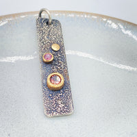 Handmade Pink Tourmaline Silver and Gold Pendant