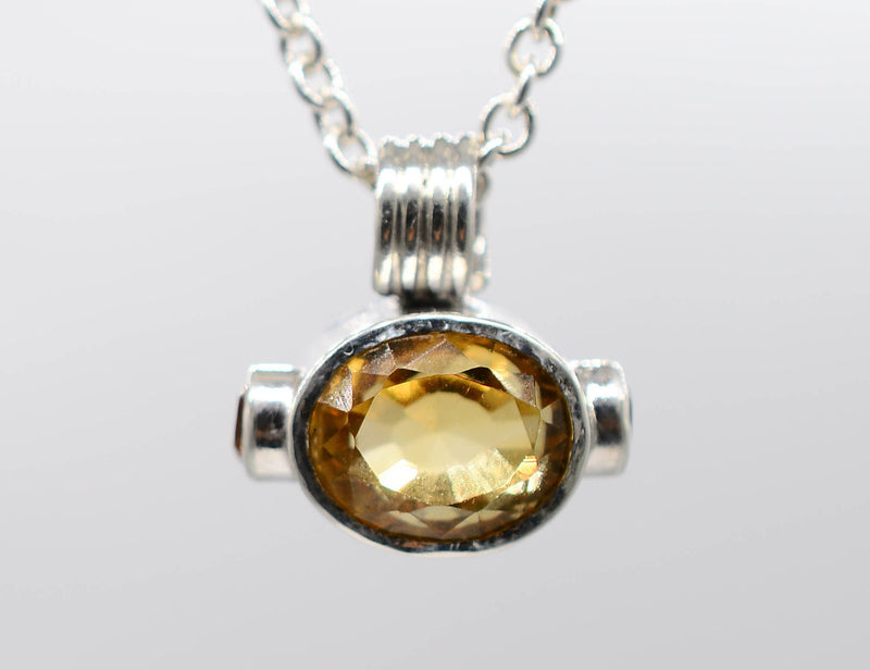 Handmade Citrine & Green Tourmaline Silver Pendant