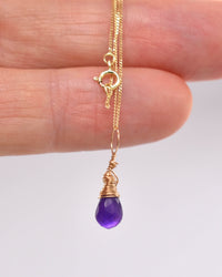 Amethyst Wire Wrapped Gold Necklace