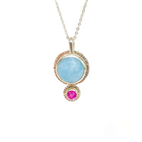 Handmade Aquamarine and Pink Sapphire Pendant