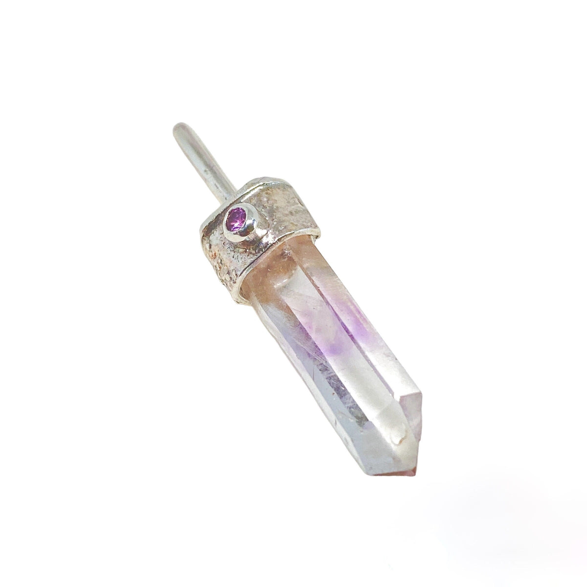 Handmade Brandberg Quartz Crystal Pendant with Pink Tourmaline