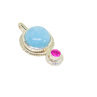Handmade Aquamarine and Pink Sapphire Pendant