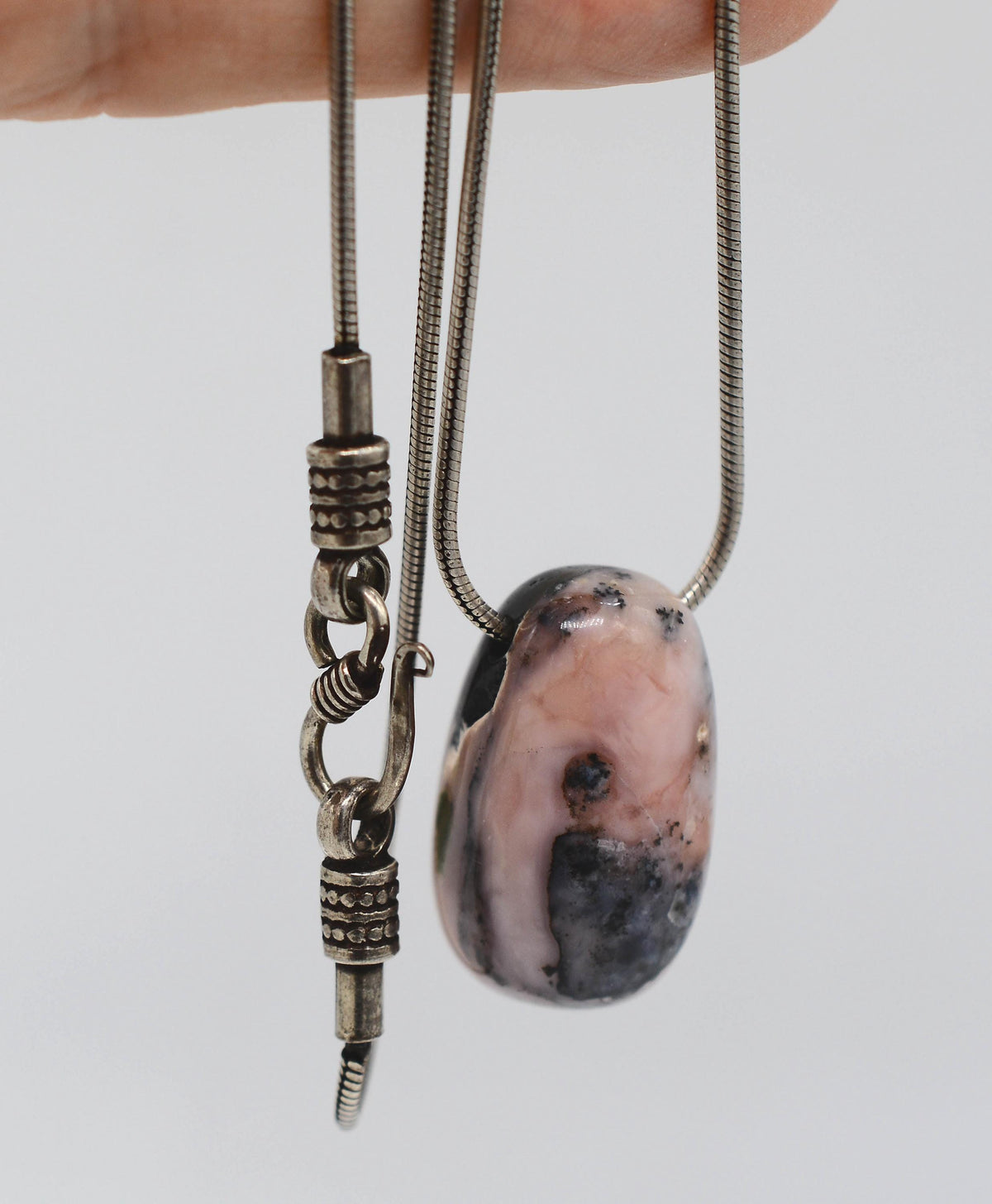 Pink Thulite Silver Necklace