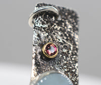 Handmade Aquamarine and Pink Tourmaline Handmade Silver Pendant