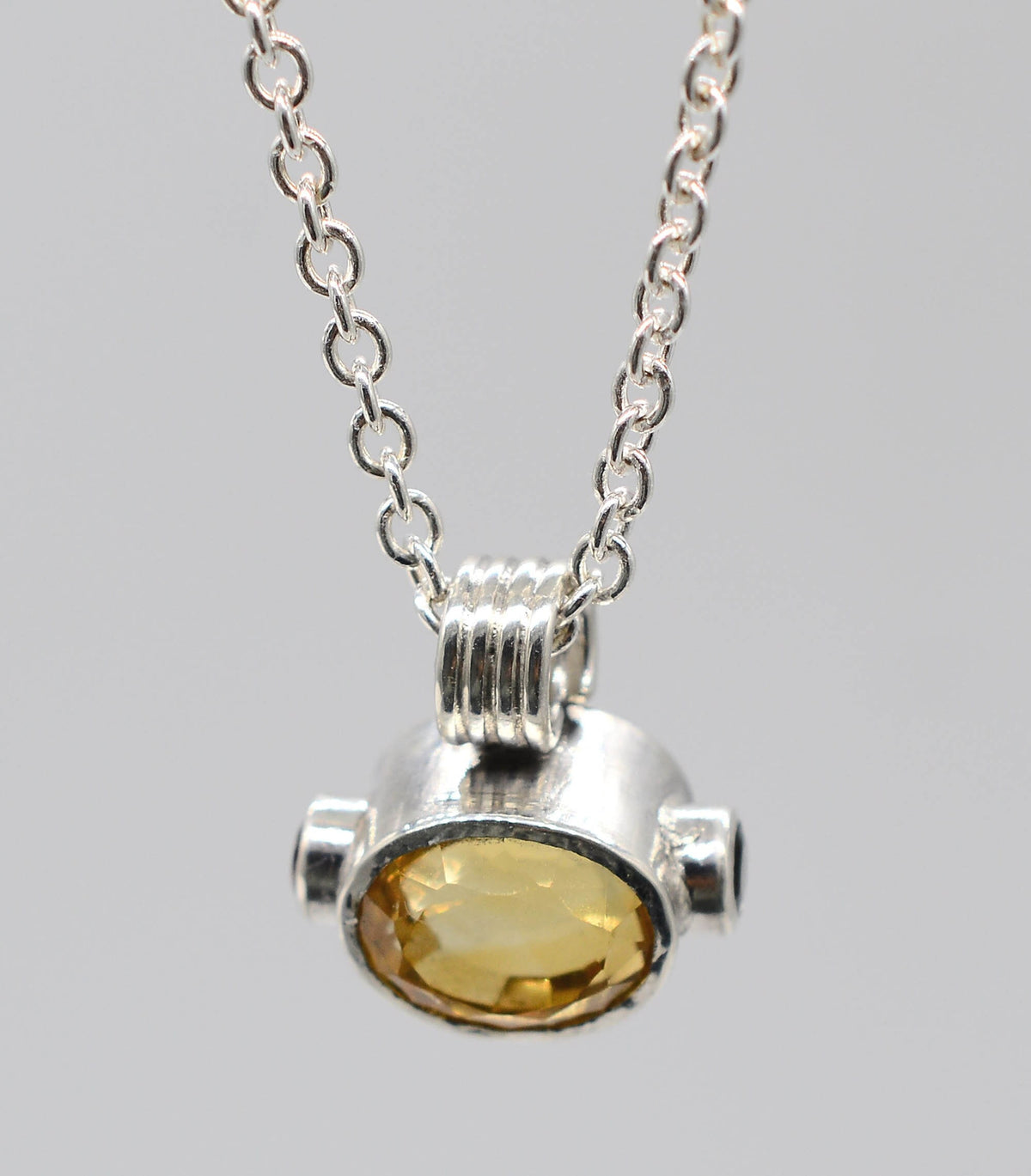 Handmade Citrine & Green Tourmaline Silver Pendant