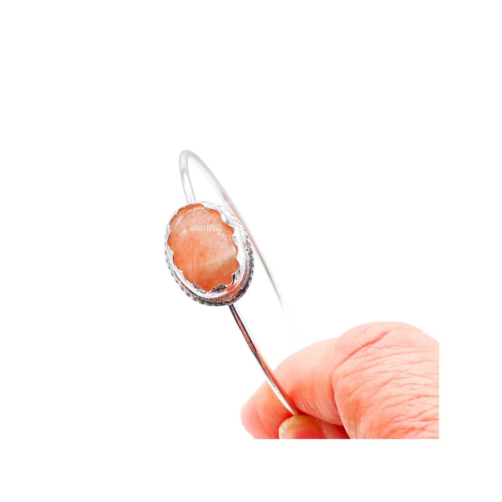 Morganite Sterling Silver Bangle