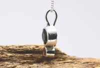 Handmade Chrome Diopside & Pink Tourmaline Silver Pendant