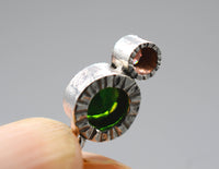 Handmade Chrome Diopside & Pink Tourmaline Silver Pendant