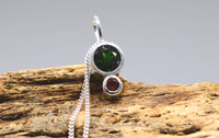 Handmade Chrome Diopside & Pink Tourmaline Silver Pendant