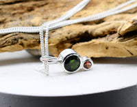 Handmade Chrome Diopside & Pink Tourmaline Silver Pendant
