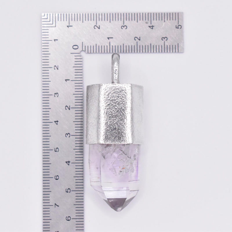 Handmade Brandberg Quartz Enhydro Crystal Silver Pendant