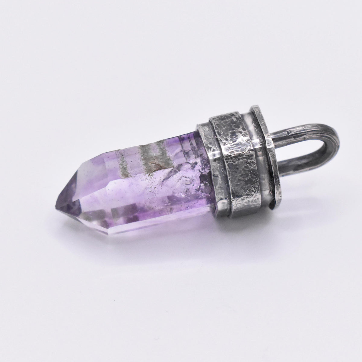 Handmade Brandberg Quartz Enhydro Rainbow Crystal Silver Pendant