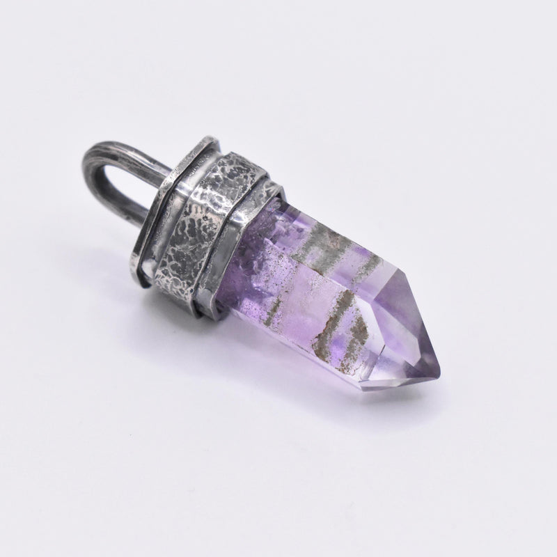 Handmade Brandberg Quartz Enhydro Rainbow Crystal Silver Pendant