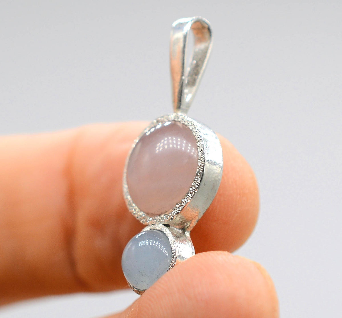 Morganite and Aquamarine Silver Pendant