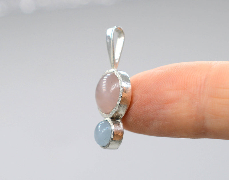 Morganite and Aquamarine Silver Pendant