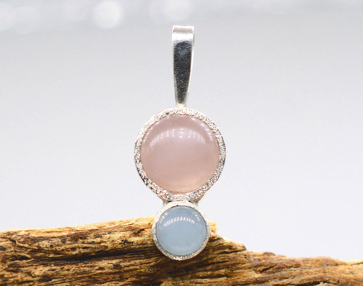 Morganite and Aquamarine Silver Pendant