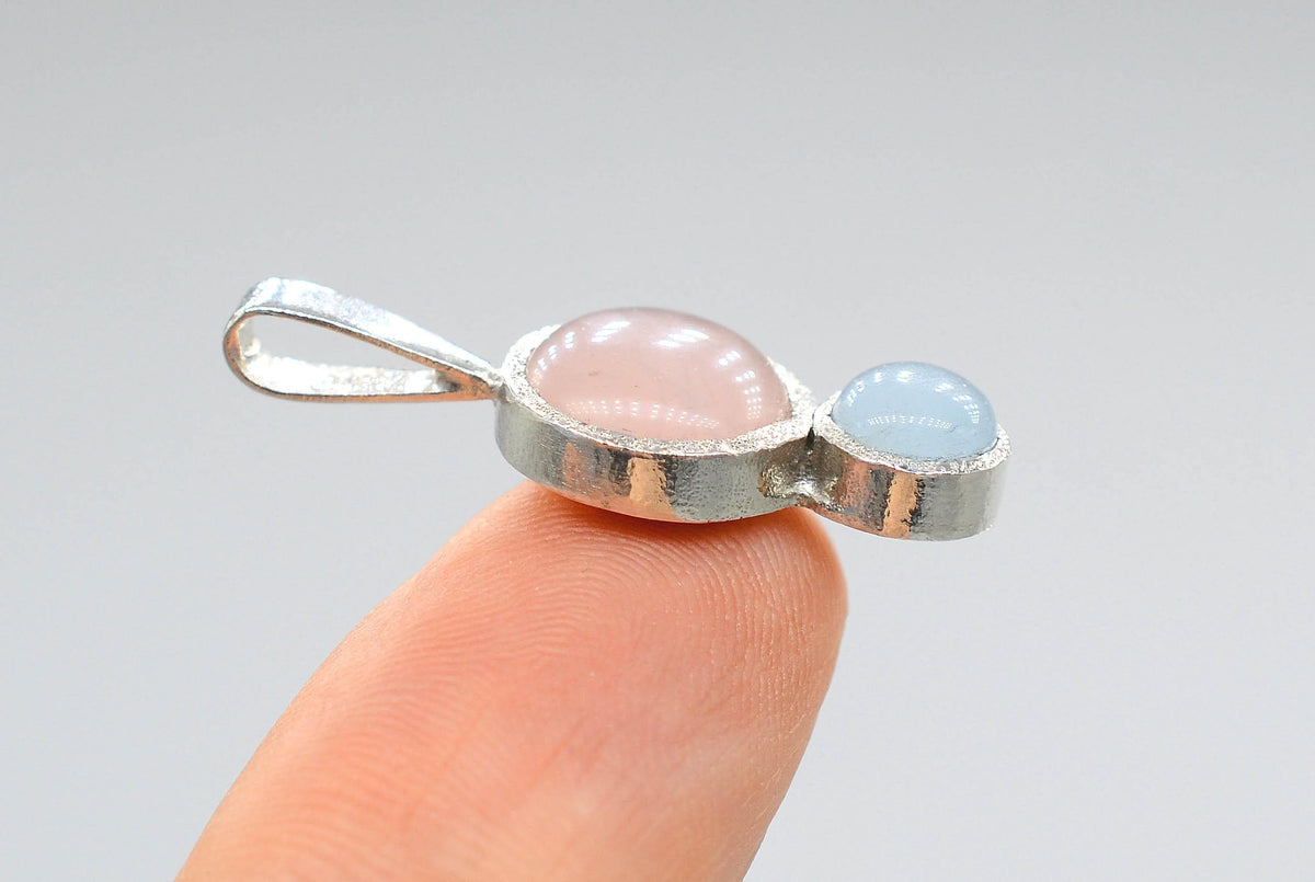 Morganite and Aquamarine Silver Pendant