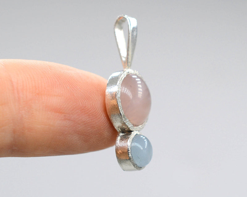 Morganite and Aquamarine Silver Pendant