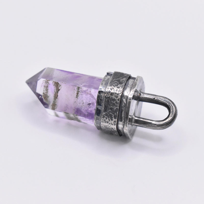 Handmade Brandberg Quartz Enhydro Rainbow Crystal Silver Pendant