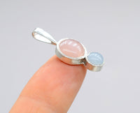 Morganite and Aquamarine Silver Pendant