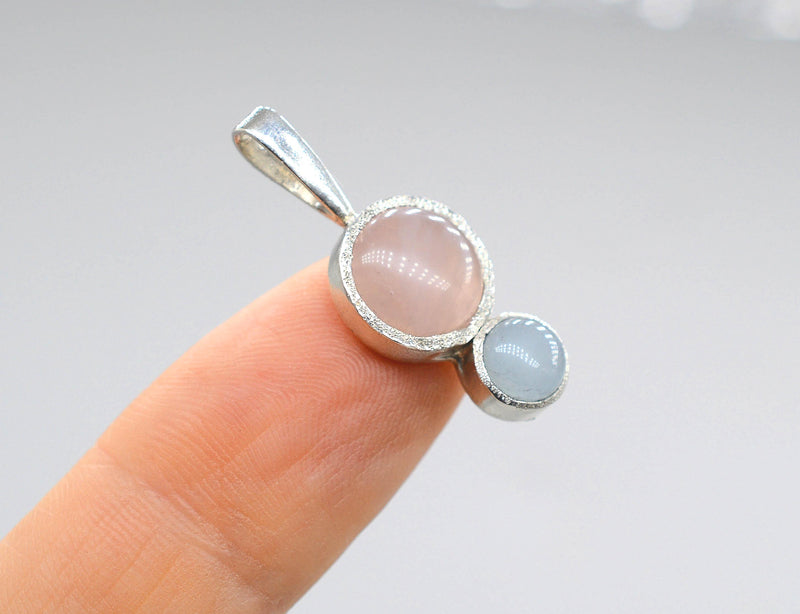 Morganite and Aquamarine Silver Pendant