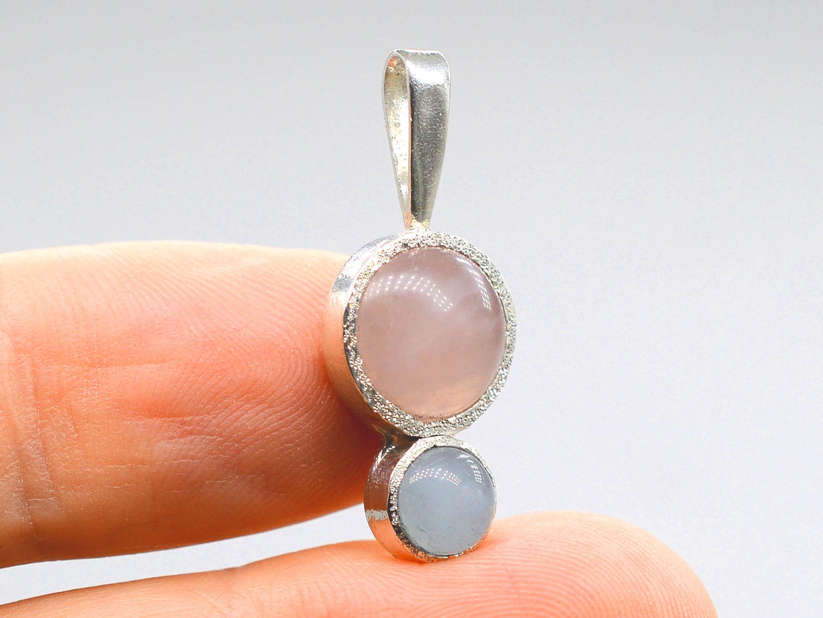 Morganite and Aquamarine Silver Pendant