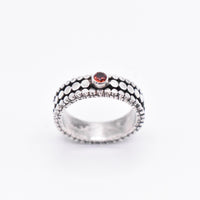 Garnet Sterling Silver Patinated Ring