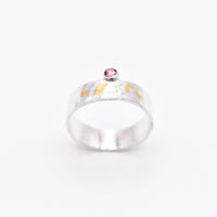 Pink Tourmaline Sterling Silver and Keum-Boo Gold Ring