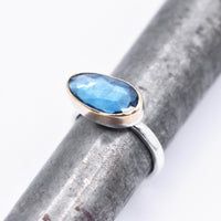 Blue Topaz Sterling Silver and Gold Ring