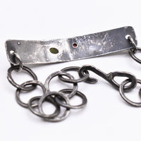 Handmade Oxidised Sterling Silver Bracelet with Tourmalines and 9ct Gold