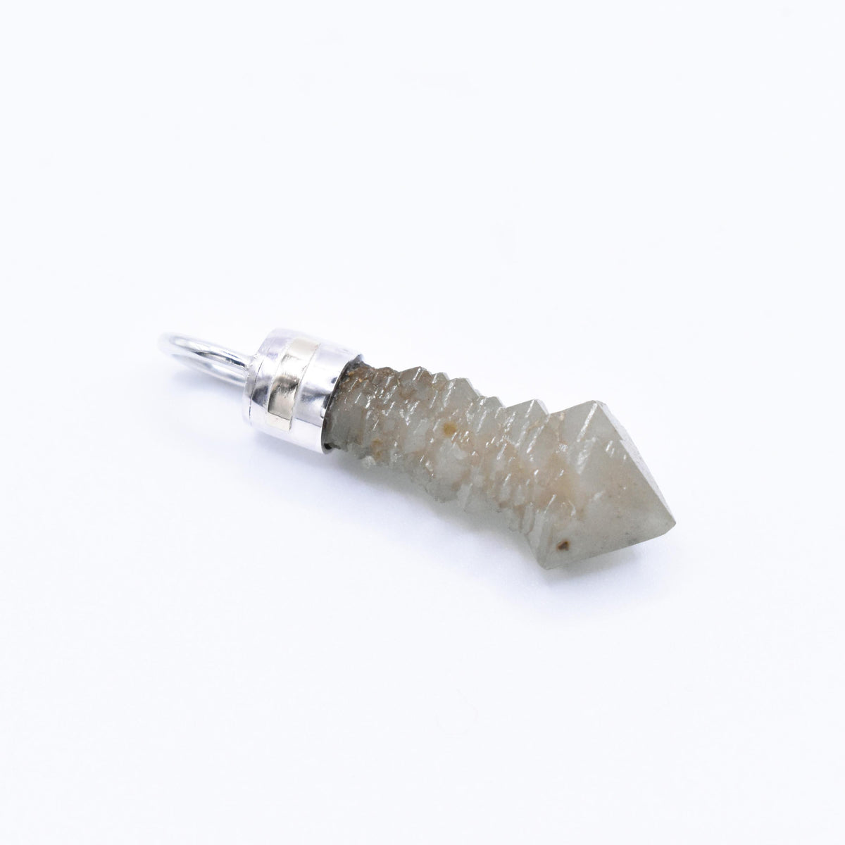 Handmade Mongolian Green Sceptre Generator Quartz Sterling Silver and 9ct Gold Pendant