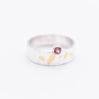 Pink Tourmaline Sterling Silver and Keum-Boo Gold Ring