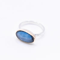 Blue Topaz Sterling Silver and Gold Ring
