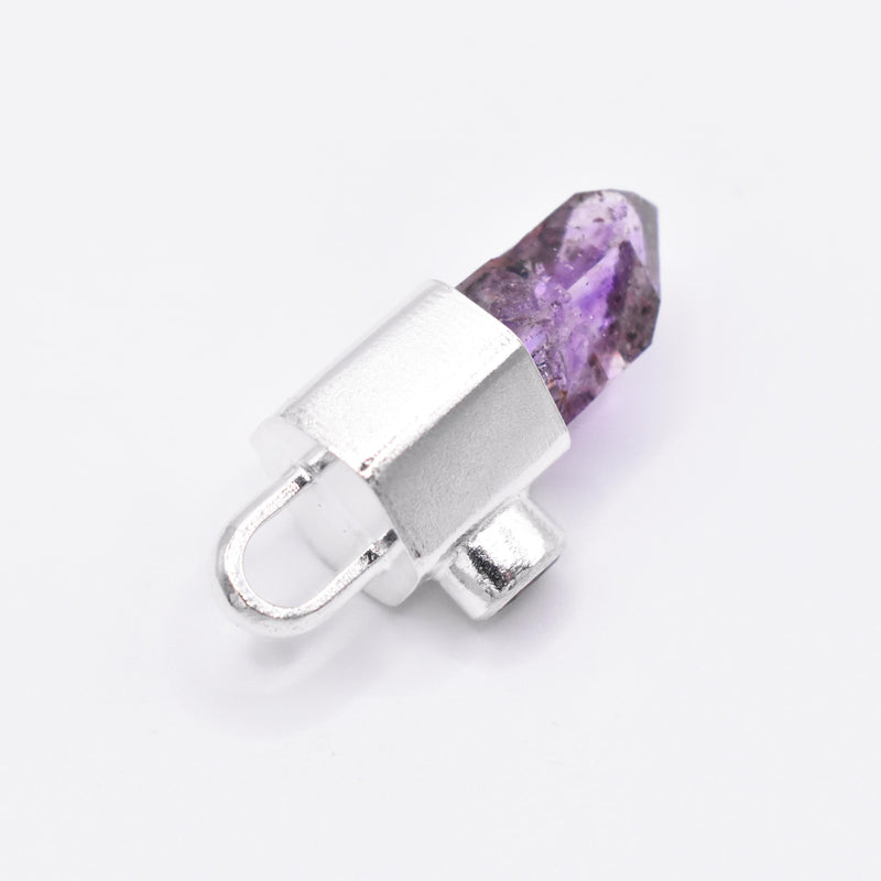 Handmade Brandberg Amethyst Phantom Harlequin & Pink Tourmaline Silver Pendant