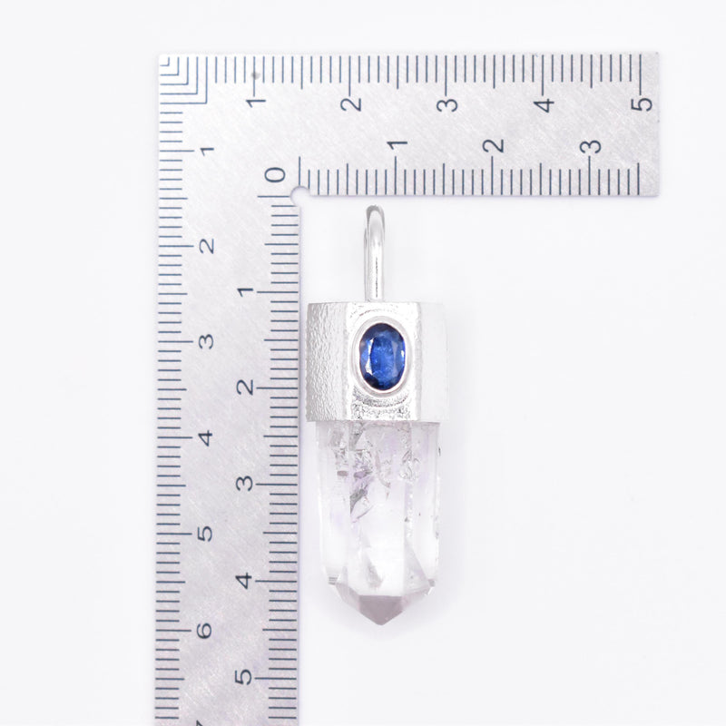Handmade Brandberg Enhydro & Blue Kyanite Sterling Silver Pendant