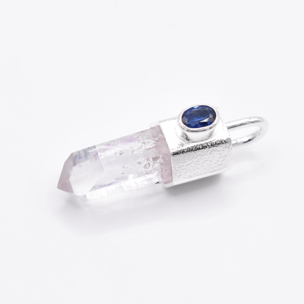 Handmade Brandberg Enhydro & Blue Kyanite Sterling Silver Pendant