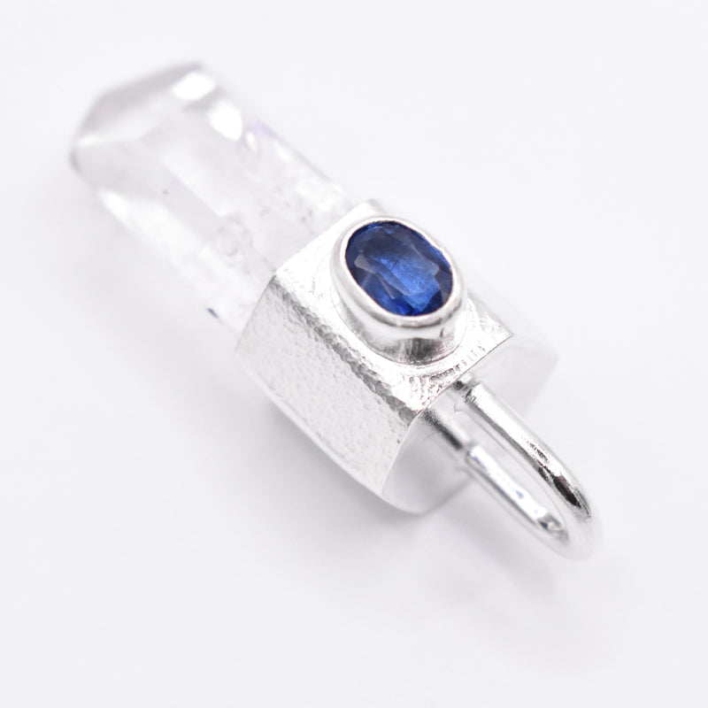 Handmade Brandberg Enhydro & Blue Kyanite Sterling Silver Pendant