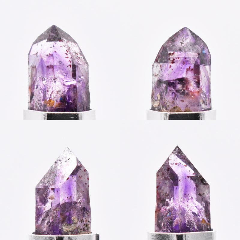 Handmade Brandberg Amethyst Phantom Harlequin & Pink Tourmaline Silver Pendant
