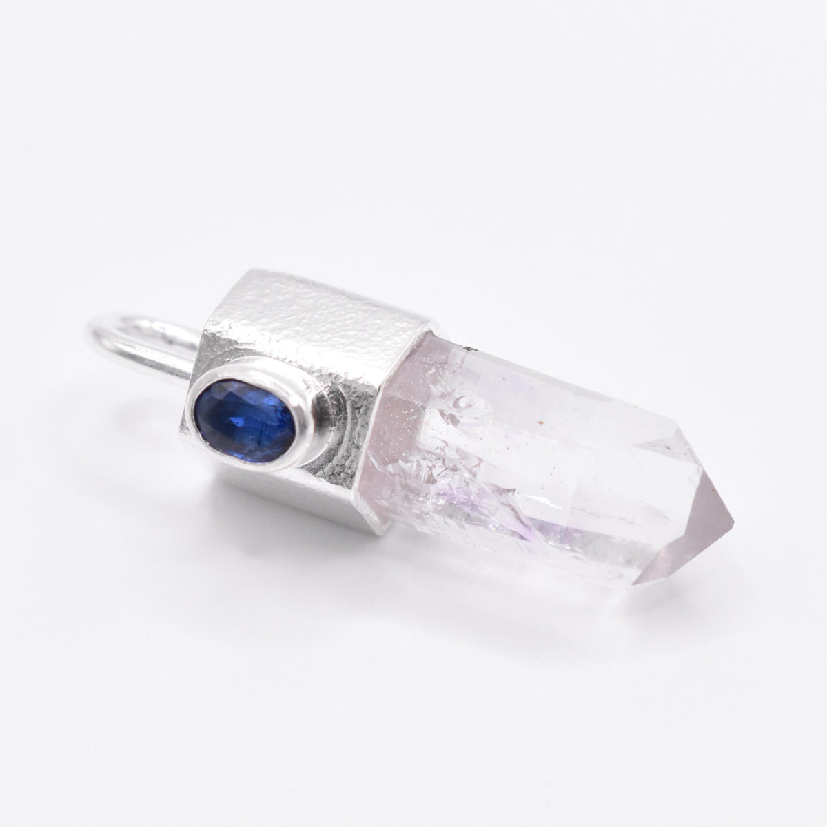 Handmade Brandberg Enhydro & Blue Kyanite Sterling Silver Pendant