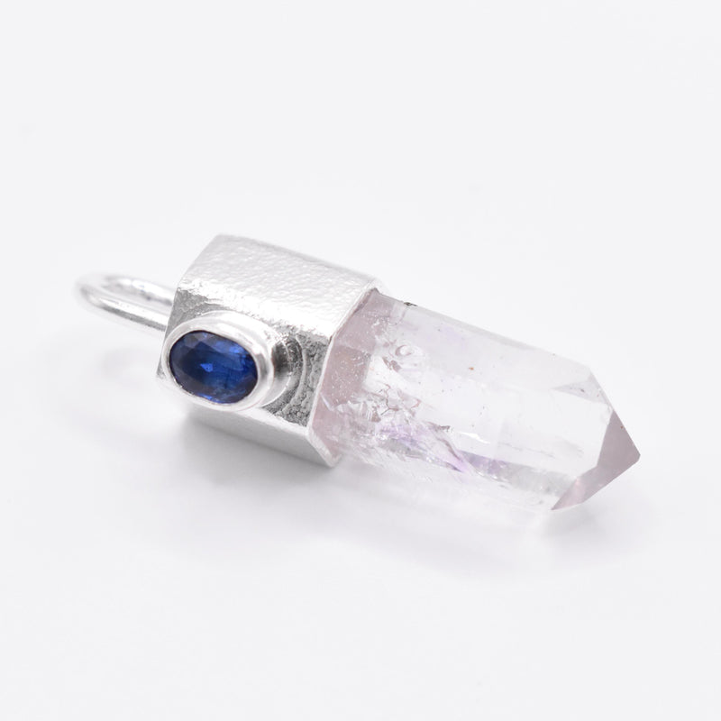 Handmade Brandberg Enhydro & Blue Kyanite Sterling Silver Pendant