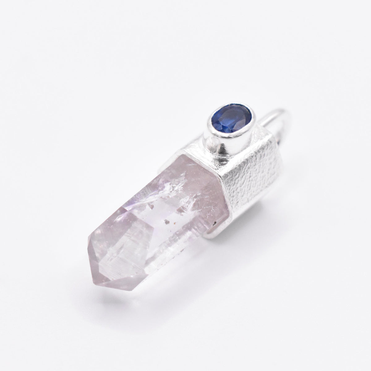 Handmade Brandberg Enhydro & Blue Kyanite Sterling Silver Pendant