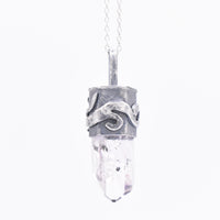 Brandberg Enhydro Quartz Crystal Silver Pendant