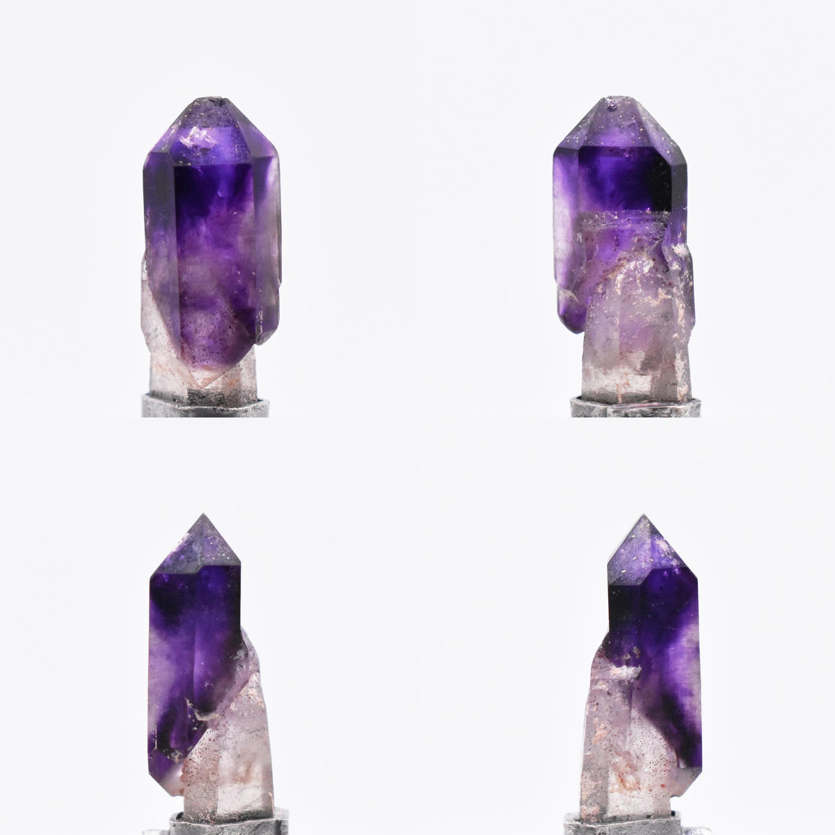 Handmade Brandberg Yin-Yang Amethyst Phantom & Mozambique Garnet Blackened and Hammered Silver Pendant