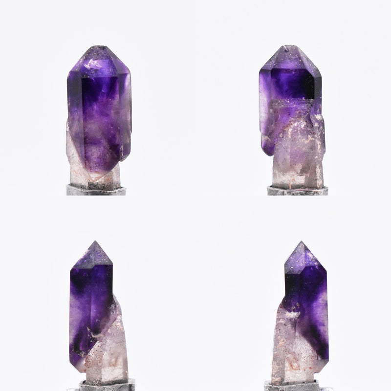 Handmade Brandberg Yin-Yang Amethyst Phantom & Mozambique Garnet Blackened and Hammered Silver Pendant