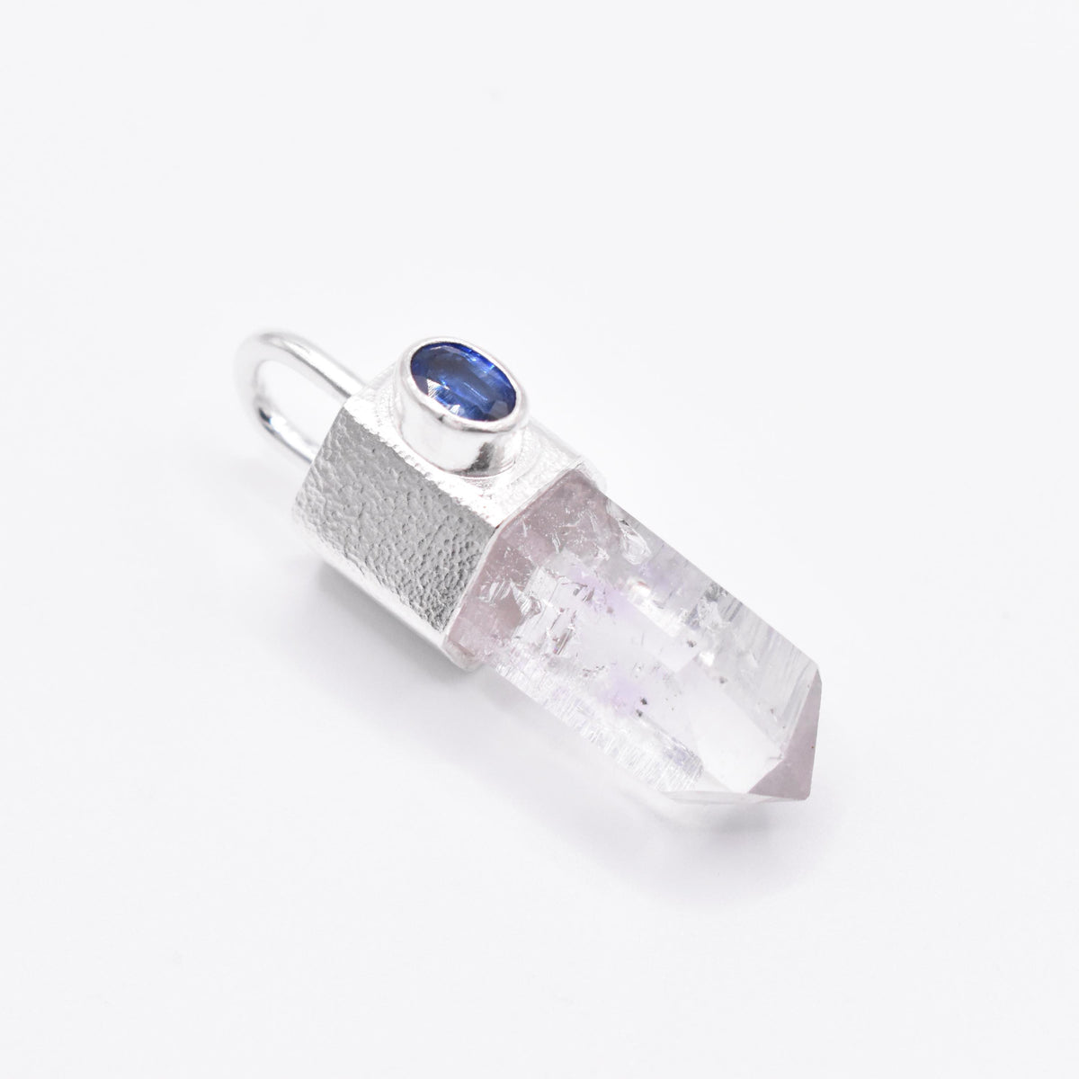 Handmade Brandberg Enhydro & Blue Kyanite Sterling Silver Pendant