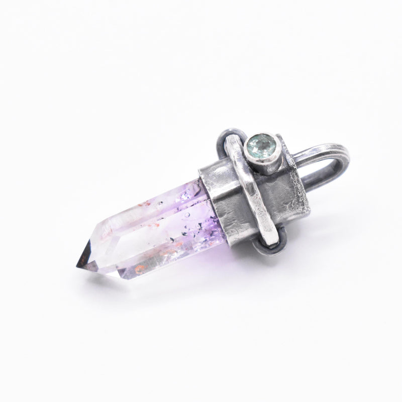 Brandberg Enhydro Green Kyanite Silver Pendant