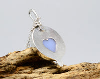 Blue Chalcedony & Pink Tourmaline Silver Pendant