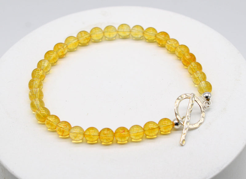 Citrine Bracelet with Handmade Silver Fastener