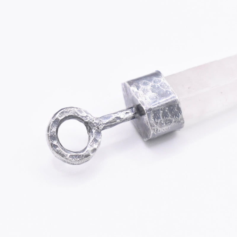 Handmade Lithium Quartz Blackened Hammered Sterling Silver Pendant
