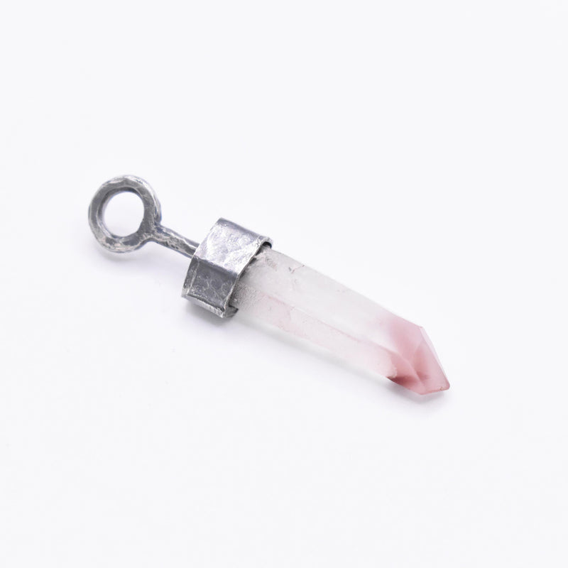 Handmade Lithium Quartz Blackened Hammered Sterling Silver Pendant